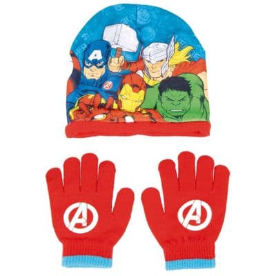 Marvel Avengers Superhero  Kids Boys Winter Hat and Gloves set 2-6 years