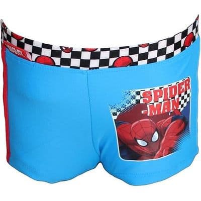 Marvel Spiderman Boys Swim Trunks Blue Checkerboard  | 3-8 yrs  Kids Swimming Trunks