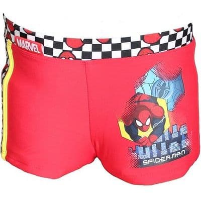 Marvel Spiderman Boys Swim Trunks Red Checkerboard  | 3-8 yrs  Kids Swimming Trunks