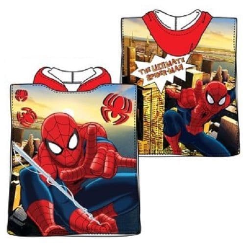 Marvel Spiderman Official  Toddler Hooded Towel Red Kids Poncho Towel 1-3 years