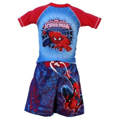 Marvel Spiderman UV Rash Vest and Shorts Swimwear  2-6 years