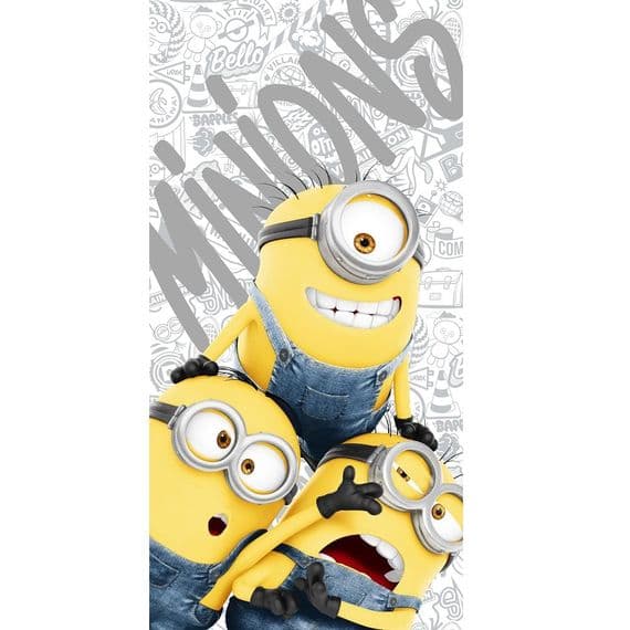 Minions Grey Kids Beach Towel 100% Cotton Pool, Swimming & Holiday Towel 70 x 140 cm