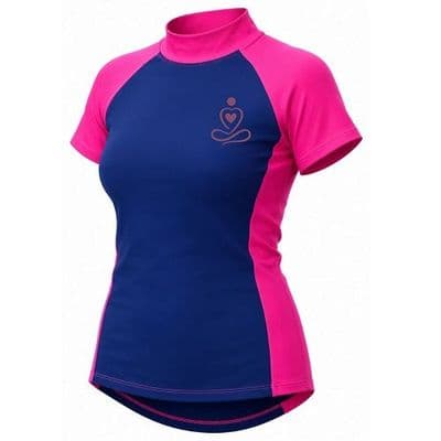 Nita Rose Womens' Hot Pink & Navy Blue UPF 50+ Short Sleeve Rash Vest