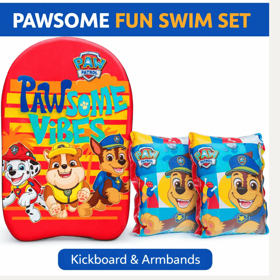 Paw Patrol Swimming Arm Bands & Kickboard Swim Set