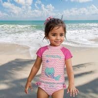Peppa Pig Mermaid Two-Piece Girls Swimming Costume Pink Toddler Swimwear 18m-4 Years