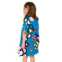 Poncho Buddy Smile Hooded Poncho Towel – Blue Flower Design, 100% Cotton, UPF 50+ Sun Protection – K
