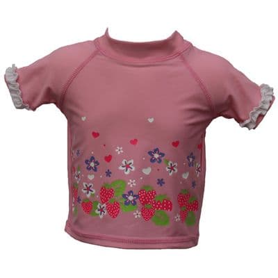 Baby Girls Pink UV Sun Protection Swim Top T-Shirt UPF 50+