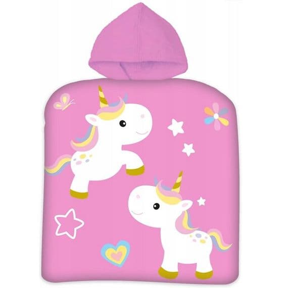 Toddler Hooded Towel Unicorn Pink Cotton Kids Poncho Towel 1-3 yrs