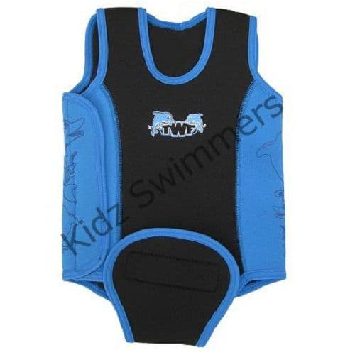TWF Baby Wetsuit Dolphin Design | Neoprene Toddler Swim Suit with Grip | Flatlock Stitch for Comfort