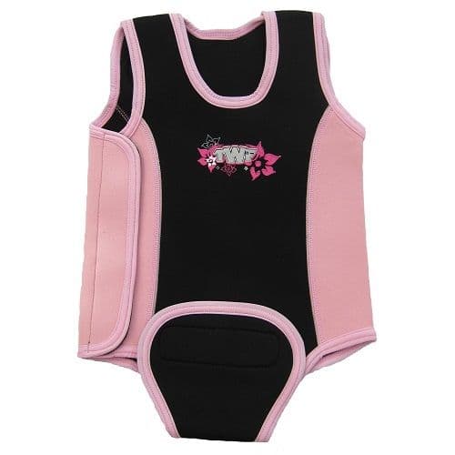 TWF Baby Wetsuit Pink | Neoprene Toddler Swim Suit with Grip | Comfortable Flatlo