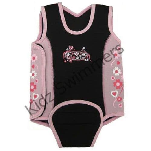 TWF Baby Wetsuit Princess Flowers Design | Neoprene Toddler Swim Suit with Grip | Comfortable Flatlo