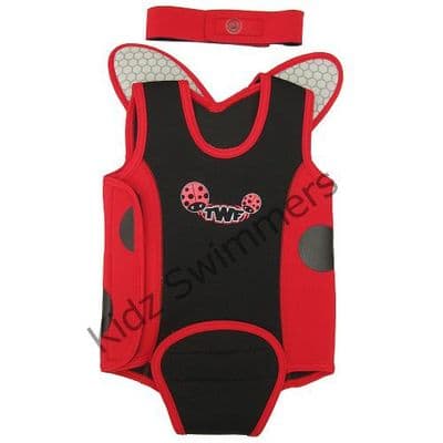 TWF Baby Wetsuit Red Ladybird Wings | Neoprene Toddler Swimwear | 0-18 Months
