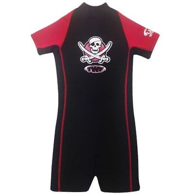 TWF Kids Shortie Wetsuit Pirate Design | Neoprene UV Swimwear | 2-8 Years