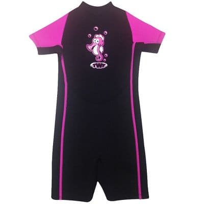 TWF Kids Shortie Wetsuit Seahorse Design | UV Protection | 2–8 Years