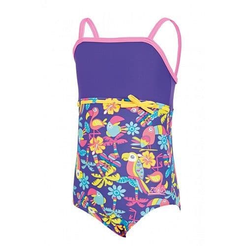 Zoggs Girls Jungle Fun Classicback Swimsuit | Kids Swimwear 2-6 yrs