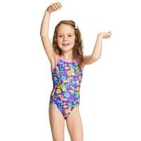 Zoggs Girls Jungle Fun Yaroomba Floral Swimsuit | Kids Swimwear 3-6 yrs