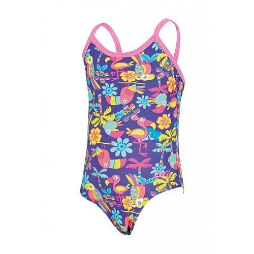 Zoggs Girls Jungle Fun Yaroomba Floral Swimsuit | Kids Swimwear 3-6 yrs