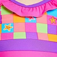 Zoggs Girls Starcheck Frill V-Neck Swimsuit | Kids Swimwear 3-6 yrs