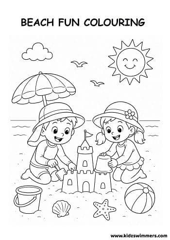 Beach Fun Colouring In