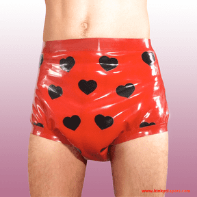 Culotte en latex avec des coeurs - KINKY DIAPERS