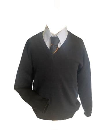 6TH FORM - Knitted V-Neck Jumper - Black - 100% Acrylic