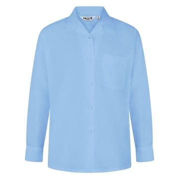 Blouse Revere Collar Twin Pk- LONG SLEEVE/ SKY BLUE