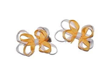 Bow Clips - GOLD/WHITE