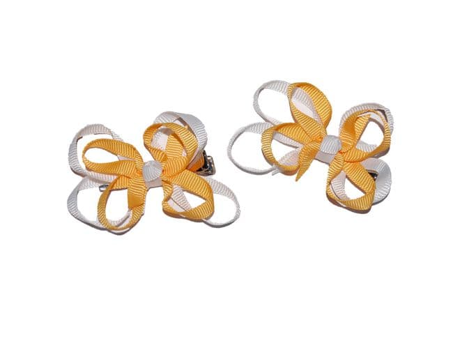 Bow Clips - GOLD/WHITE