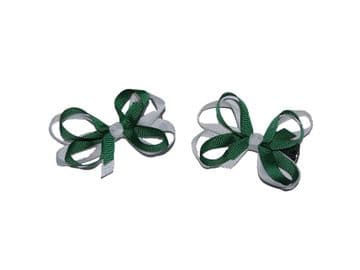 Bow Clips - GREEN/WHITE