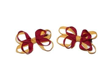 Bow Clips - MAROON/GOLD