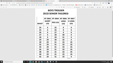 BOYS TROUSER SIZING