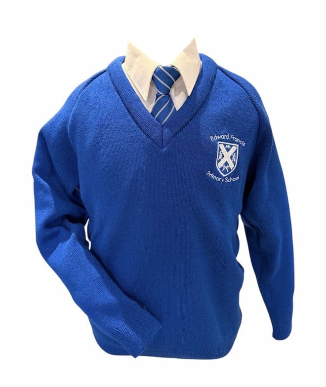 Edward Francis V-Neck Knitted Jumper - Royal