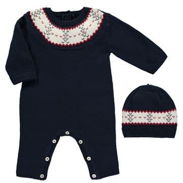 Emile et Rose 1731nv Knit AIO With hat Available Sizes Newborn/1/3 momths