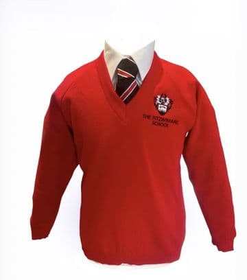 FitzWimarc Knitted V-Neck Jumper - Red - Boys & Girls