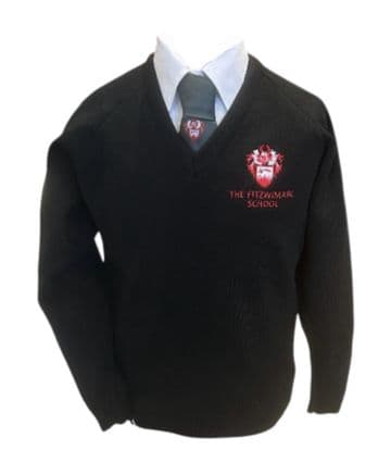 FitzWimarc Prefect Knitted V-Neck Jumper - Black - Boys & Girls