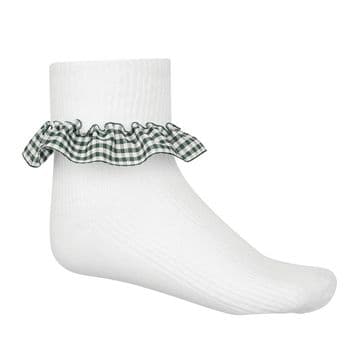Girls Gingham Socks - Three Pair Pack - GS3200 - GREEN