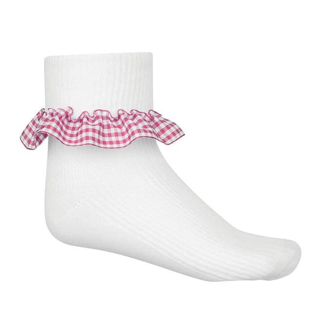 Girls Gingham Socks - Three Pair Pack - GS3200 - PINK