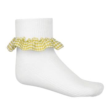 Girls Gingham Socks - Three Pair Pack - GS3200 - YELLOW