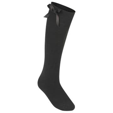 Girls Knee High Socks With Bow - One Pair Pack - GS3430 - BLACK
