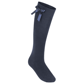 Girls Knee High Socks With Bow - One Pair Pack - GS3430 - NAVY