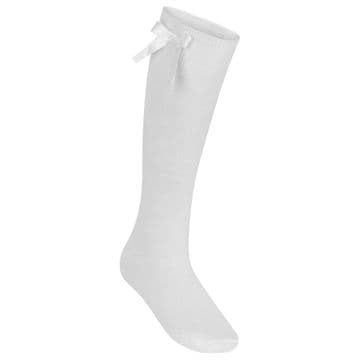 Girls Knee High Socks With Bow - One Pair Pack - GS3430 - WHITE