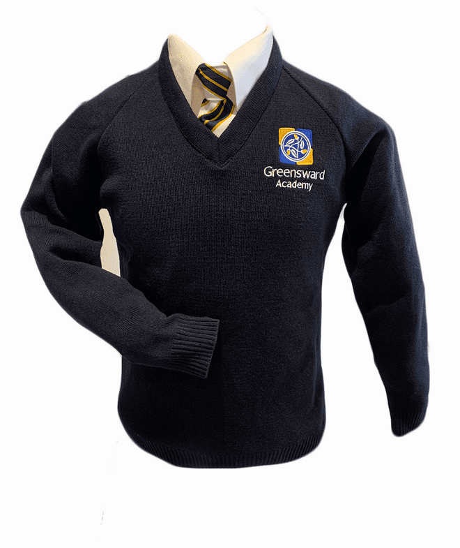 Greensward Knitted V-Neck Jumper Yr 8-11 - Navy - Boys & Girls