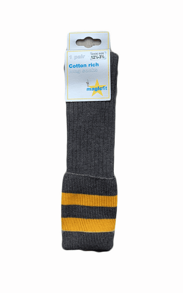 OLOR Boys Knee High Socks - GREY/GOLD