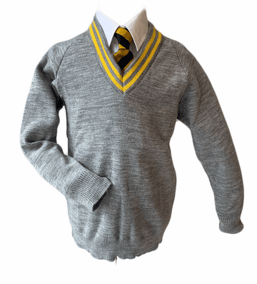 OLOR/Downham V-Neck Knitted Jumper 100% Acrylic - GREY/GOLD