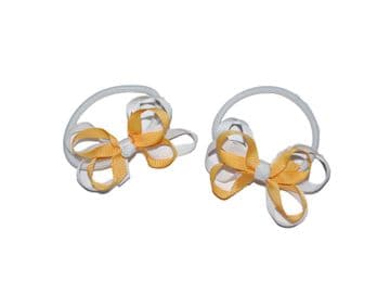 Pony Elastic Bows - GOLD/WHITE