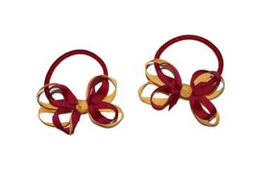 Pony Elastic Bows - MAROON/GOLD