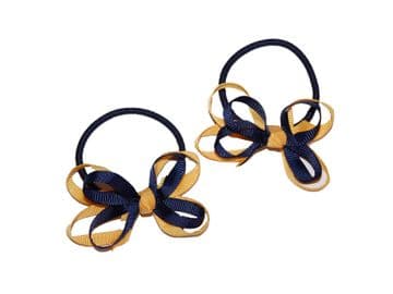 Pony Elastic Bows - NAVY/GOLD