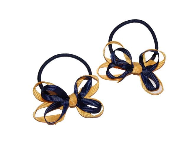 Pony Elastic Bows - NAVY/GOLD