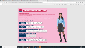 Senior Girls Trousers Sizing