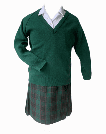 Southend Girls V-Neck Knitted Jumper - Years 7-9 GREEN